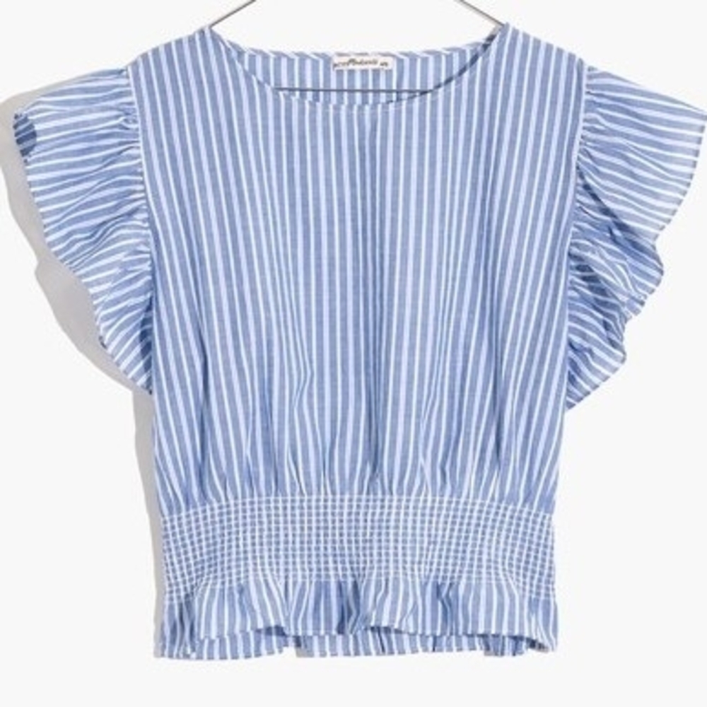 Madewell Beautiful Flutter-Sleeve Smocked Top
